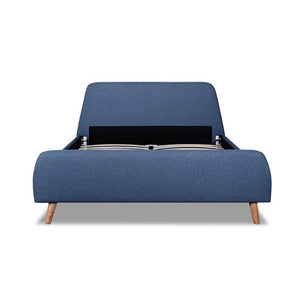 Ainslie Queen Bed Frame - Blue Fabric - Modern Boho Interiors