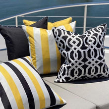 Load image into Gallery viewer, Amalfi Cushion Cover - Black/Yellow - Modern Boho Interiors