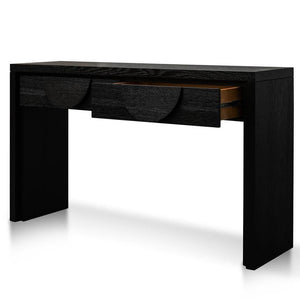 Annular Console Table 1.4m - Textured Ebony Black - Modern Boho Interiors