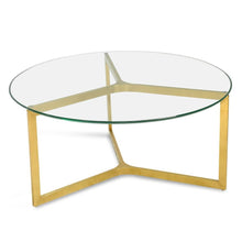 Load image into Gallery viewer, Ardent Round Glass Coffee Table 85cm - Gold Base - Modern Boho Interiors