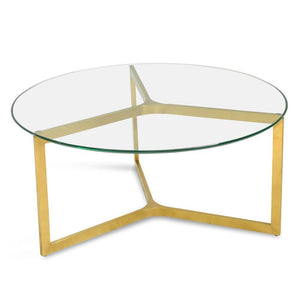 Ardent Round Glass Coffee Table 85cm - Gold Base - Modern Boho Interiors