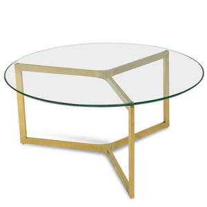 Ardent Round Glass Coffee Table 85cm - Gold Base - Modern Boho Interiors