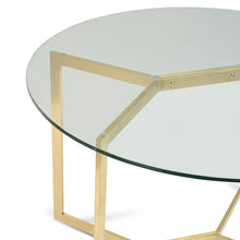 Load image into Gallery viewer, Ardent Round Glass Dining Table 1.1m - Gold Base - Modern Boho Interiors