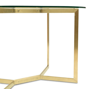 Ardent Round Glass Dining Table 1.1m - Gold Base - Modern Boho Interiors
