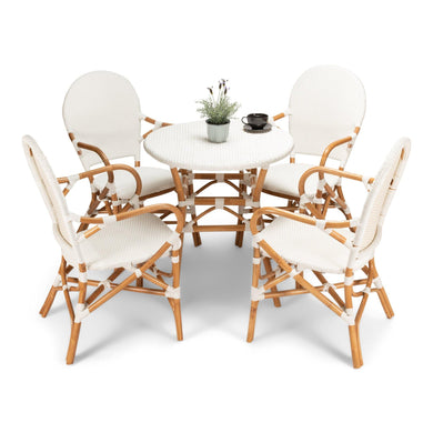 Bistro Dining Set - All White Weaving - Modern Boho Interiors