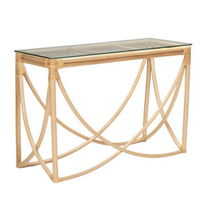 Bryelle Hall Table with Glass Top - Natural - Modern Boho Interiors