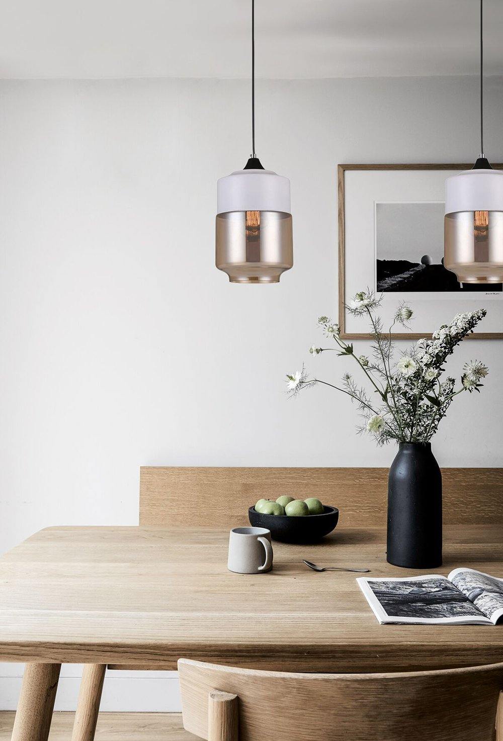 Caisa Amber Jar Pendant Light - White - Modern Boho Interiors