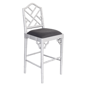 Chippendale Bar Stool - French Grey, Charcoal - Modern Boho Interiors