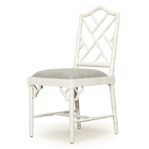 Chippendale Dining Chair - White with Duck Egg Fabric - Modern Boho Interiors