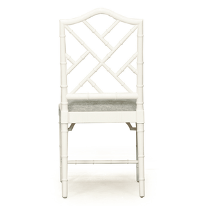 Chippendale Dining Chair - White with Duck Egg Fabric - Modern Boho Interiors