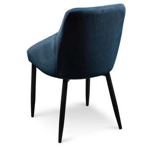 Cobra Dining Chair - Navy Blue Velvet, Black Legs - Modern Boho Interiors