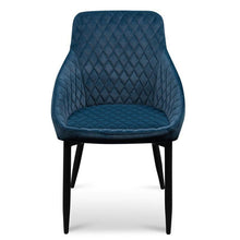 Load image into Gallery viewer, Cobra Dining Chair - Navy Blue Velvet, Black Legs - Modern Boho Interiors
