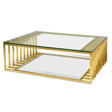Column Coffee Table 1.3m - Gold Base - Modern Boho Interiors