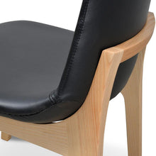 Load image into Gallery viewer, Cozy Dining Chair - Black Pu, Natural Base - Modern Boho Interiors