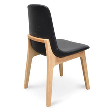 Load image into Gallery viewer, Cozy Dining Chair - Black Pu, Natural Base - Modern Boho Interiors