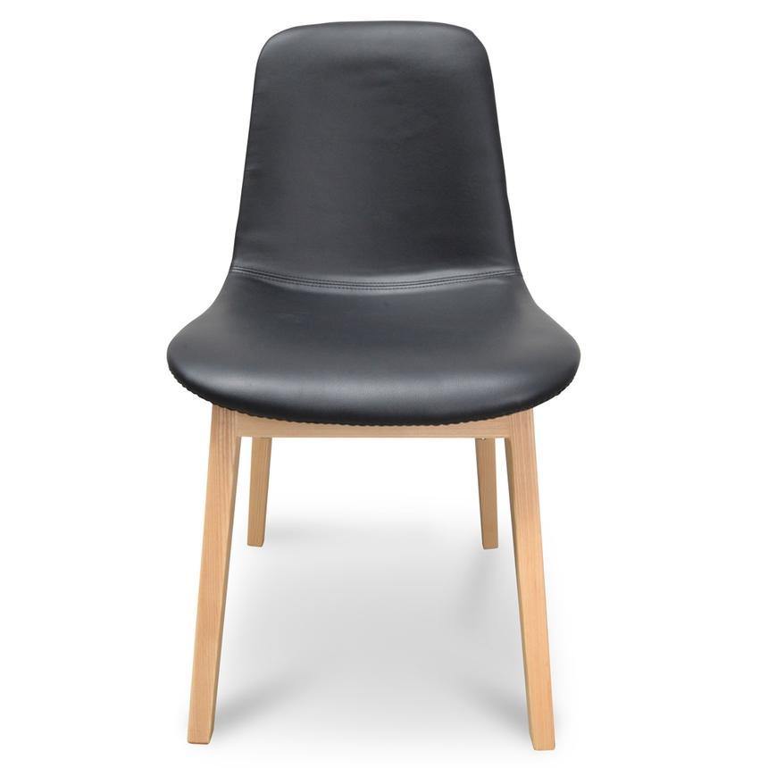 Cozy Dining Chair - Black Pu, Natural Base - Modern Boho Interiors