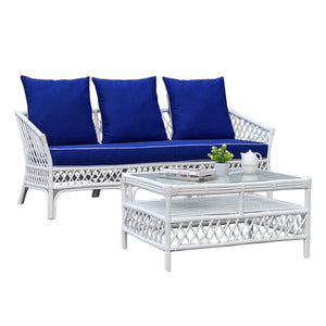 Cruisy 3 Seat Sofa - White, Pacific Blue Fabric - Modern Boho Interiors