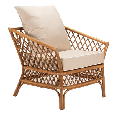 Cruisy Armchair - Antique Brown, Tan Fabric - Modern Boho Interiors