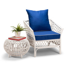 Load image into Gallery viewer, Cruisy Armchair - White With Pacific Blue Fabric - Modern Boho Interiors