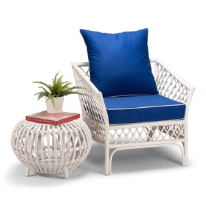 Cruisy Armchair - White With Pacific Blue Fabric - Modern Boho Interiors