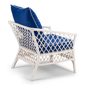 Cruisy Armchair - White With Pacific Blue Fabric - Modern Boho Interiors