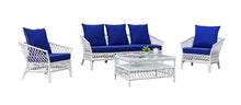Load image into Gallery viewer, Cruisy Living Set - White, Pacific Blue Fabric - Modern Boho Interiors
