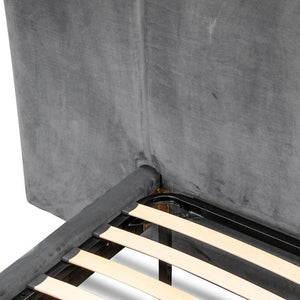 Cullen Queen Bed Frame - Charcoal Velvet - Modern Boho Interiors