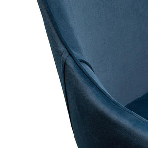 Daryl Dining Chair - Navy Blue Velvet With Black Legs - Modern Boho Interiors