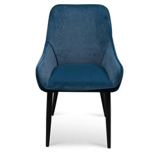 Load image into Gallery viewer, Daryl Dining Chair - Navy Blue Velvet With Black Legs - Modern Boho Interiors