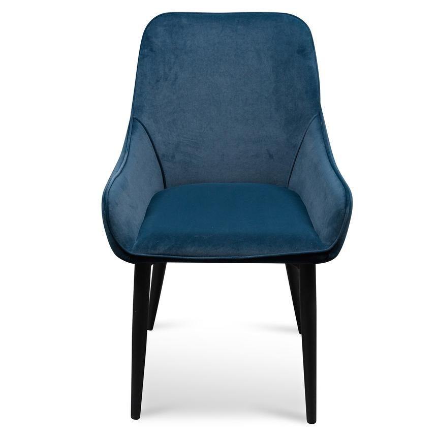 Daryl Dining Chair - Navy Blue Velvet With Black Legs - Modern Boho Interiors