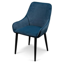 Load image into Gallery viewer, Daryl Dining Chair - Navy Blue Velvet With Black Legs - Modern Boho Interiors