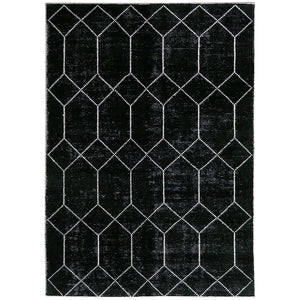 Distressed Geometric Rug 160x230 - Black - Modern Boho Interiors