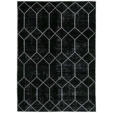 Distressed Geometric Rug 350x450 - Black - Modern Boho Interiors
