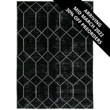Load image into Gallery viewer, Distressed Geometric Rug 200x300 - Black - Modern Boho Interiors
