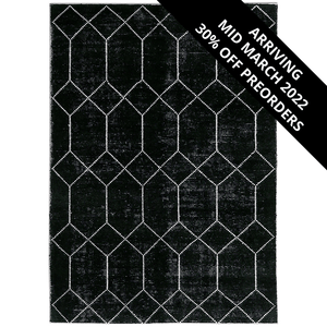 Distressed Geometric Rug 200x300 - Black - Modern Boho Interiors