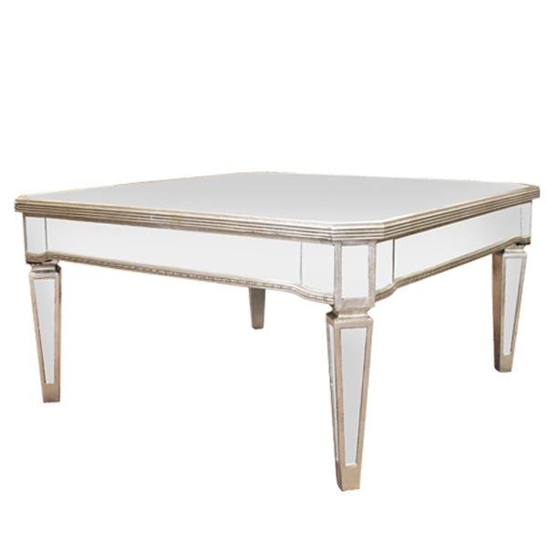 Elle Bliss Mirrored Coffee Table (Ribbed) Square - Modern Boho Interiors