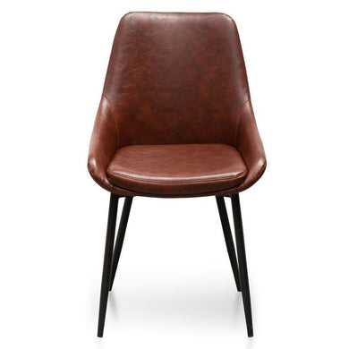 Essa Dining Chair - Cinnamon Brown PU Leather - Modern Boho Interiors