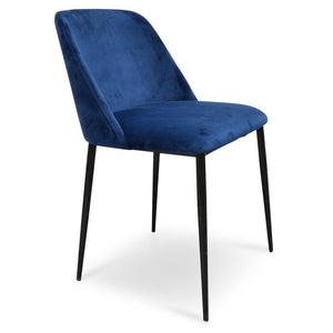 Evans Dining Chair - Blue Velvet - Modern Boho Interiors
