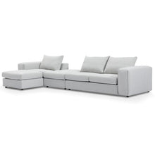 Load image into Gallery viewer, Franklin 4 Seater Left Chaise Sofa With Ottoman - Light Texture Grey - Modern Boho Interiors