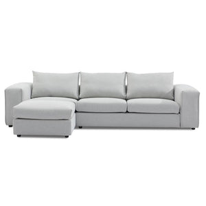 Franklin 4 Seater Left Chaise Sofa With Ottoman - Light Texture Grey - Modern Boho Interiors