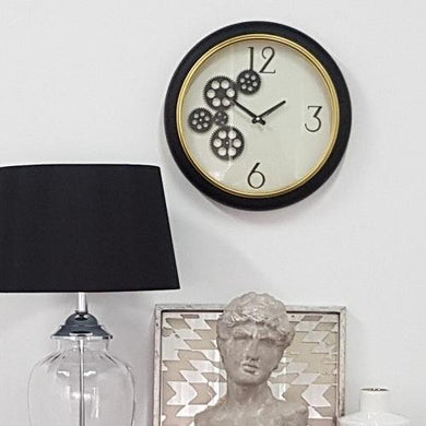 Gear Clock - Black & White - Modern Boho Interiors