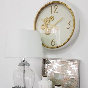 Gear Clock - White & Gold - Modern Boho Interiors