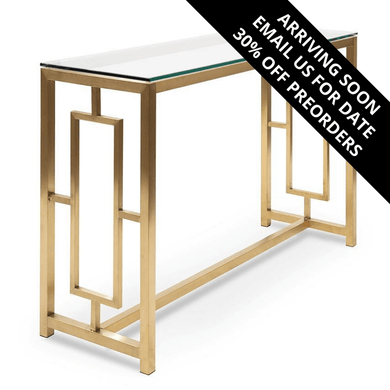 Geo Console Table - Brushed Gold Base - Modern Boho Interiors