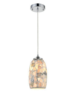 Glaise Ellipse Hand Blown Glass Pendant Light - Light Stone Mosaic - Modern Boho Interiors