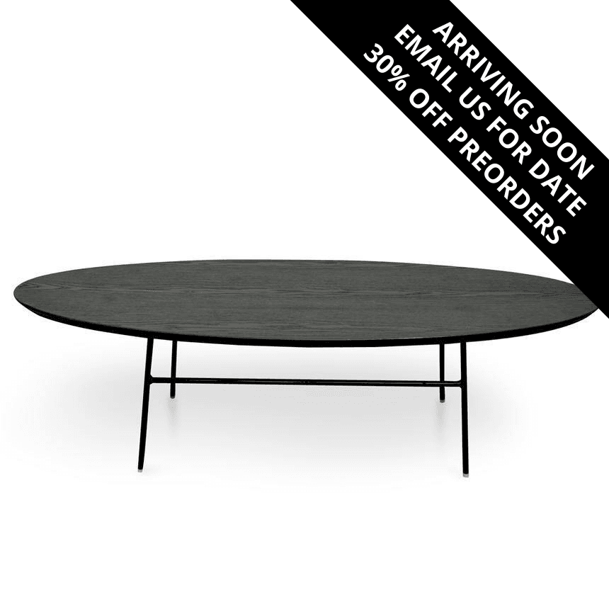 Gnarly Coffee Table 117.5cm - Black Ash Veneer, Black Frame - Modern Boho Interiors
