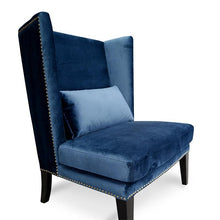 Load image into Gallery viewer, Grane Lounge Chair - Navy Velvet Blue - Modern Boho Interiors