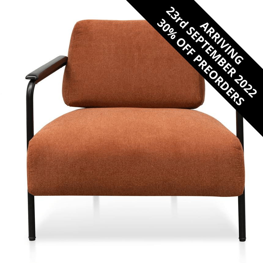 Guss Armchair - Burnt Orange, Black Frame - Modern Boho Interiors