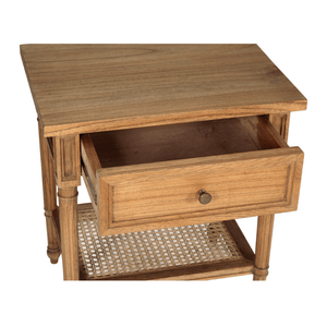 Hamilton Cane Bedside Table - Weathered Oak - Modern Boho Interiors