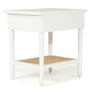 Hamilton Cane Bedside Table - White - Modern Boho Interiors