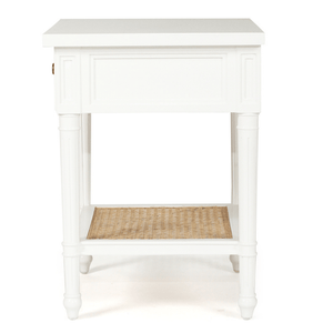 Hamilton Cane Bedside Table - White - Modern Boho Interiors